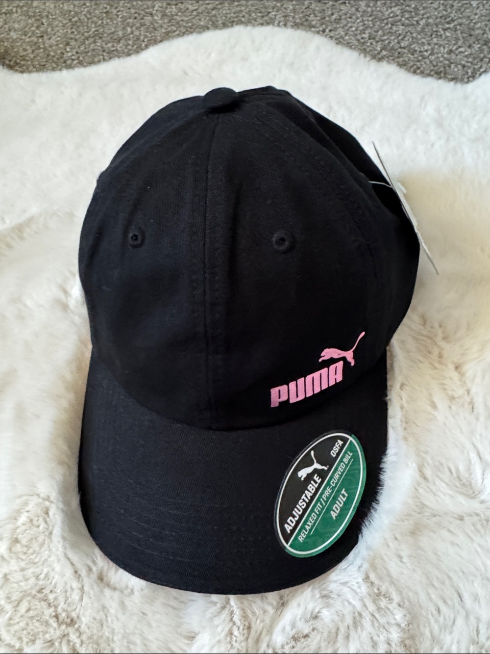 Puma Black Cap with Pink Logo